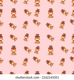 Cute Fox Seamless Pattern Vector