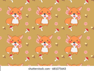 cute fox seamless pattern vector