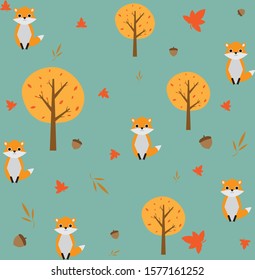 cute fox seamless texture for background, fabric and wallpaper 