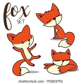 cute fox set for your design