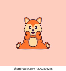 Cute fox is sitting. Animal cartoon concept isolated. Can used for t-shirt, greeting card, invitation card or mascot.
