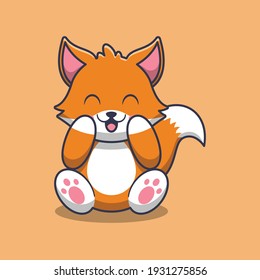 cute fox is sitting cartoon illustration