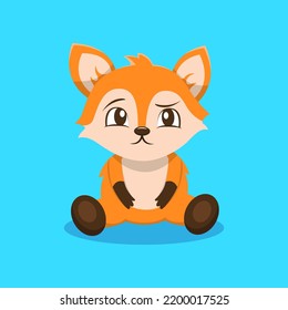 Cute Fox Sitting Cartoon Vector