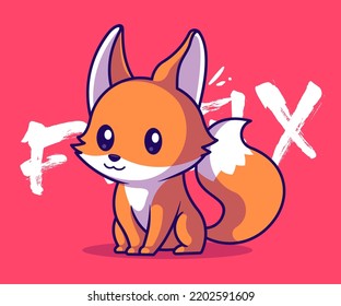 Cute Fox Sitting Cartoon Vector Icon Illustration.