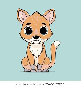 Cute Fox Sitting Cartoon Vector Illustration