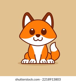 Cute Fox Sitting Down Illustration