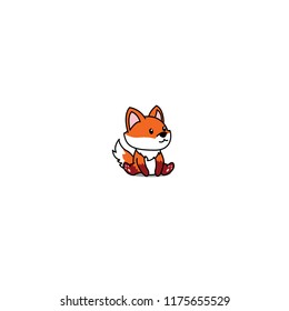 Cute fox sitting, vector illustration