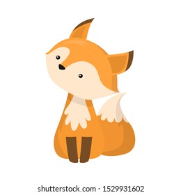 Cute fox is sitting. Vector illustration isolated on white background