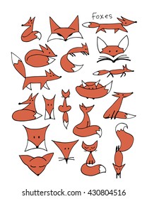 Cute fox sketch, collection for your design