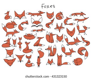 Cute fox sketch, collection for your design