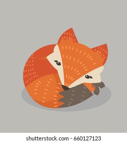 Cute Fox Sleep Stock Vector (Royalty Free) 660127123 | Shutterstock