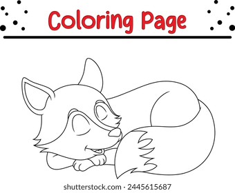 Lindo zorro durmiendo página para colorear para niños. Libro para colorear animales