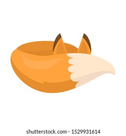 Cute fox sleeps tail covering her face. Vector illustration isolated on white background