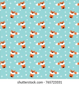 Cute Fox Snow Winter Pattern
