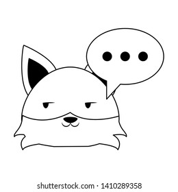 Cute fox with speech bubble animal cartoon vector illustration graphic design