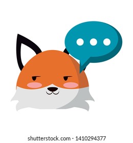 Cute fox with speech bubble animal cartoon vector illustration graphic design