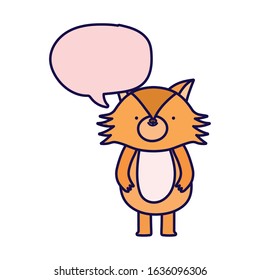 cute fox speech bubble cartoon on white background vector illustration