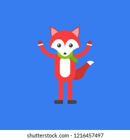 cute fox standing with gloves and scarf flat design