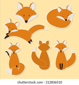 Cute fox sticker set