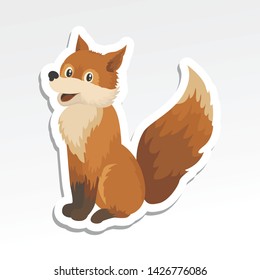Cute fox sticker. Vector cartoon illustration. Isolated white background