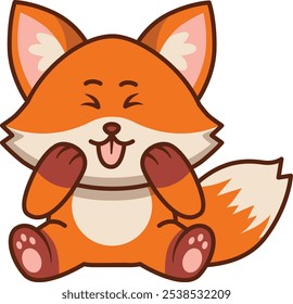 Cute Fox Is Sticking Out its Tongue Sitting Illustration