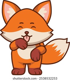 Cute Fox Is Sticking Out its Tongue Standing Illustration