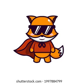 Cute fox super hero lying down  Isolated cute animal design concept  Perfect for landing pages  stickers  icons  book covers  etc 

