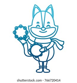 Cute fox with tambourines