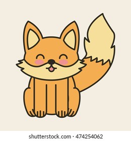 cute fox tender isolated icon vector illustration design