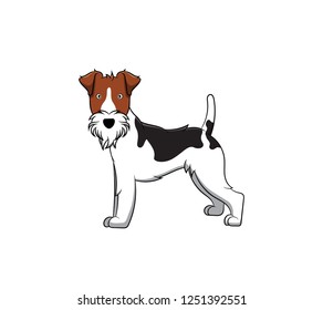 Cute Fox Terrier Cartoon Dog. Vector illustration of purebred fox terrier dog.