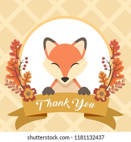 Cute Fox Thank You Card