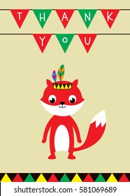 cute fox thank you card