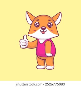 Cute Fox Thumbs Up With Cartoon Vector Icon Illustration