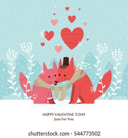 Cute Christmas Greeting Card Fox Owl Stock Vector (Royalty Free) 506898043