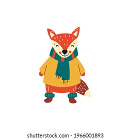 Cute fox. Vector animal on a white background.