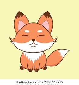 cute fox vector design line art illustration, Suittable for t-shirt, mug, sticker, etc. Eps 10