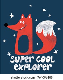 cute fox vector drawn for kids fashion