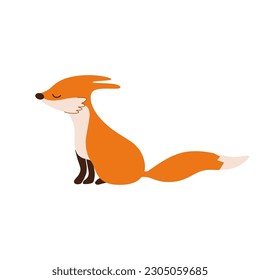 Cute fox vector element. Hand drawn funny wild animal for children print. Woodland illustration isolated objects on white background. Childish poster design for baby.
