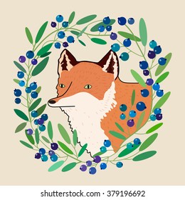 Cute fox. Vector illustration