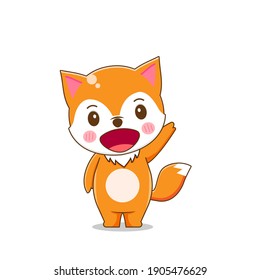 Cute Fox  Vector illustration chibi character isolated white background 