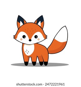 cute fox vector illustration in flat and minimalist style isolated on white background