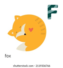 Cute fox Vector illustration Isolated for alphabet for children with letter