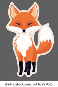 Cute fox. Vector illustration. Isolated on gray background.