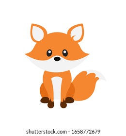 Cute Fox Vector Illustration on White