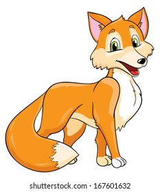 cute fox, vector illustration on white background