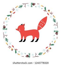 Cute Fox. Vector illustrtion. Minimalistic design, children s picture. Print for clothes, dishes etc