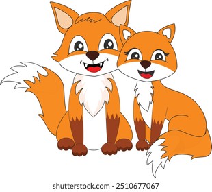 cute fox and vixen happy front and side pose