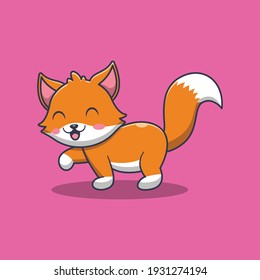 cute fox is walking cartoon illustration