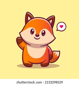 Cute Fox Waving Hand Cartoon Vector Icon Illustration. Animal Nature Icon Concept Isolated Premium Vector. Flat Cartoon Style