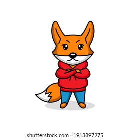 Cute fox wearing hoodie mascot logo design